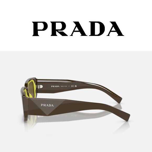 PRADA Symbole Sunglasses - Unisex - Loden Cedar / Dark Brown - Full Inclusion - Picture 3 of 12